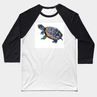 River Turtle, Slider, Turtle artwork Baseball T-Shirt